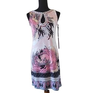 Hale Bob Beaded Print Sleeveless Mini Dress Size S NWT